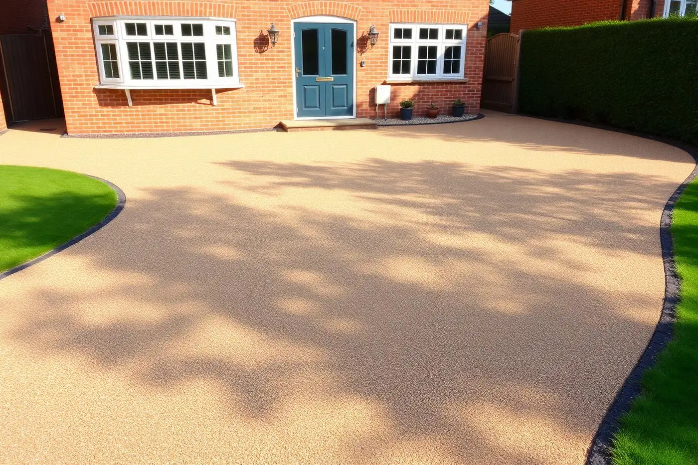 After: cracked concrete driveway transformed into resin bound driveway